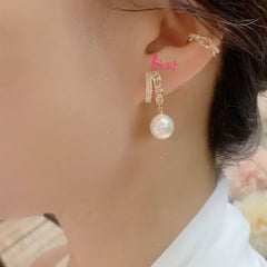 Bông Tai Tòn Teng Ngọc Trai Phối 2 Hàng Đá Lạ Mắt