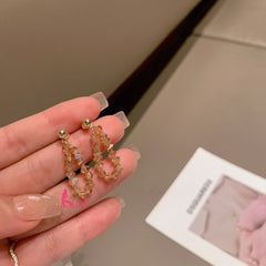 Bông Tai Tòn Teng Khoen Vòng Phối Pha Lê Nâu