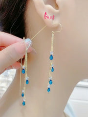 Bông Tai Tòn Teng Tua Rua Vàng Thiết Kế Dáng Dài Độc Đáo