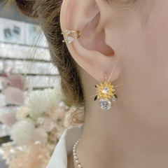 Bông Tai Tòn Teng Khoen Hoa Cúc Phối Đá Trắng