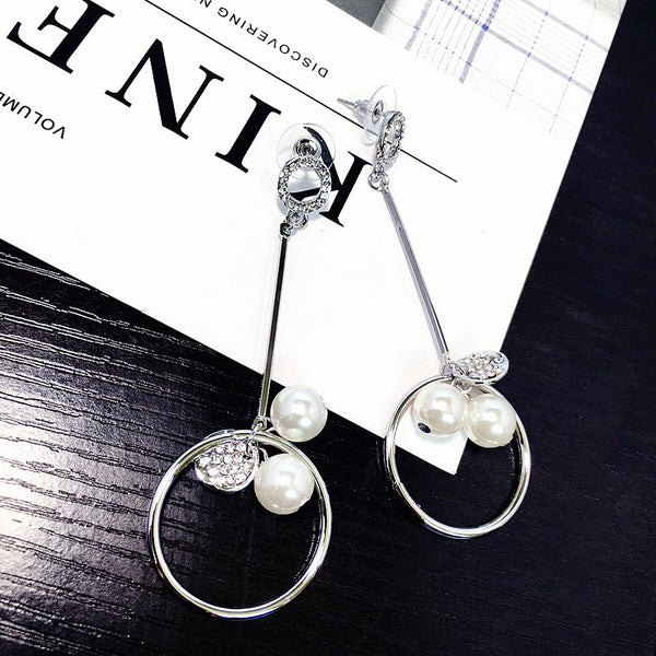 Bông tai tòn ten khoen tròn phối ngọc trai TS6