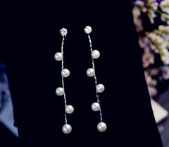 Bông tai tòn teng ngọc trai dáng rơi