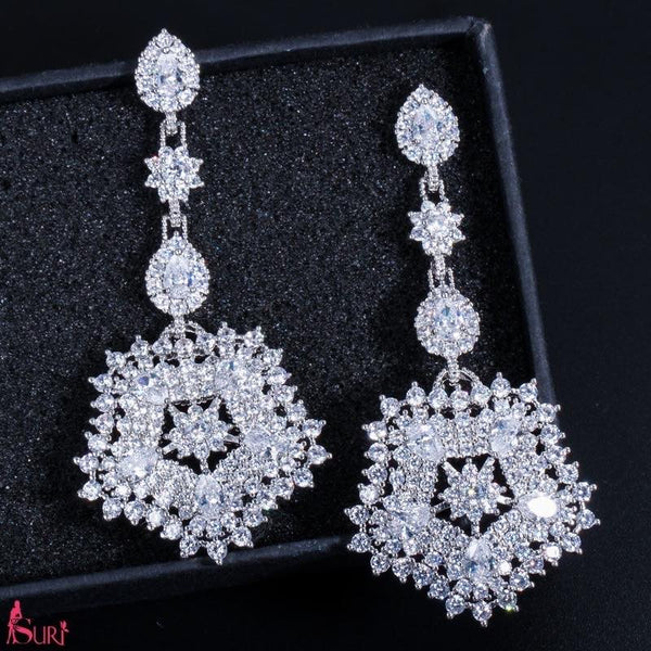 Bông Tai Tòn Teng Hoa Đá Lục Giác Cao Cấp