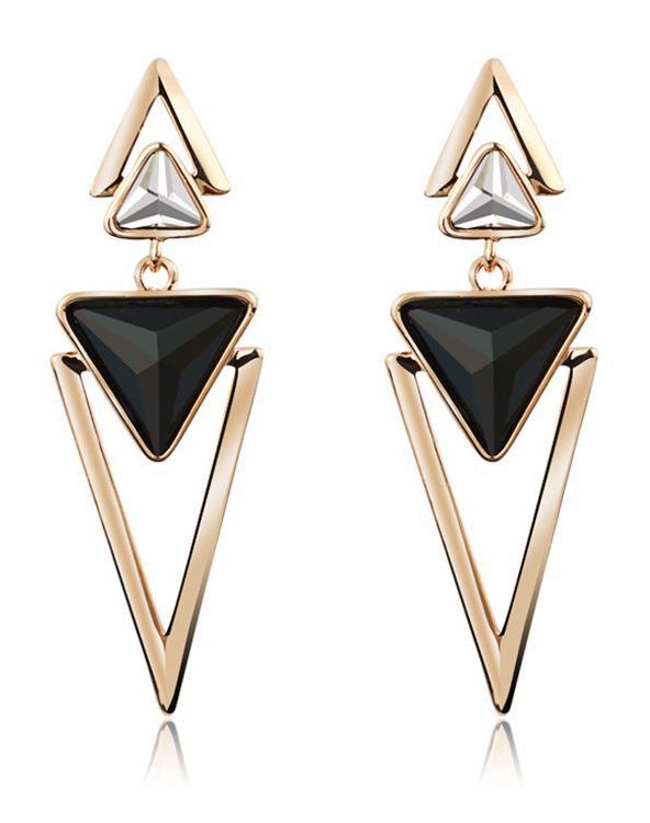 Bông tai tam giác dài đính đá