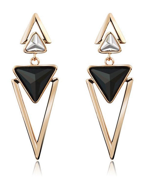 Bông tai tam giác dài đính đá