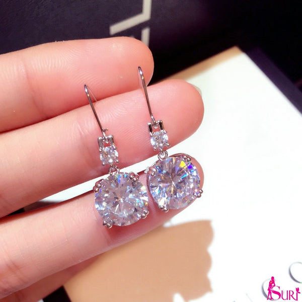 Bông tai tòn teng đá tròn