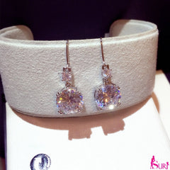 Bông tai tòn teng đá tròn