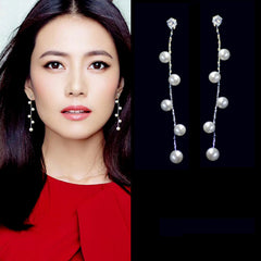 Bông tai tòn teng ngọc trai dáng rơi