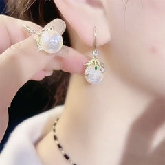 Bông Tai Nụ Ngọc Trai Đính Đá Dạng Móc