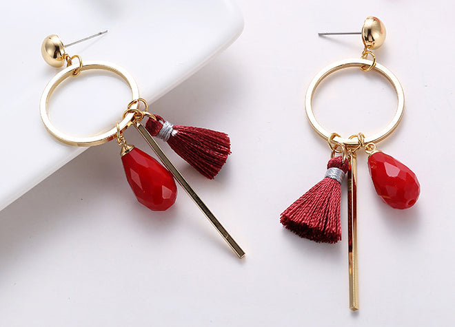 Bông Tai Khoen Vàng Kết Hợp Tua Rua