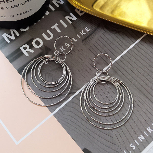 Bông tai tòn teng khoen tròn nhiều lớp