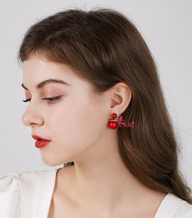 Bông Tai Ngọc Trai Đỏ Nhám Cực Sang Chảnh