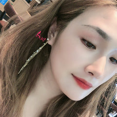 Bông Tai Tòn Teng Tua Rua Dây Mảnh Đính Đá Trắng Dáng Rơi