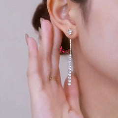 Bông Tai Tòn Teng 1 Hàng Đá Trắng Dáng Dài 2 Kiểu