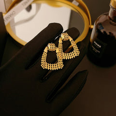 Bông Tai Tòn Teng Tam Giác Lưới Hình Học Cá Tính