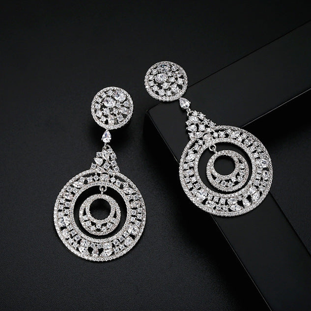 Bông Tai Tròn Đính Đá Dự Tiệc