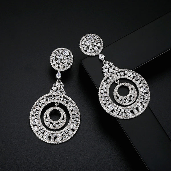 Bông Tai Tròn Đính Đá Dự Tiệc