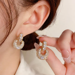 Bông Tai Khoen Tròn Đôi Đính Đá 2 Kiểu