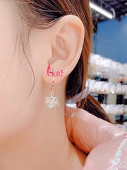 Bông Tai Tòn Teng Khoen Vàng Đính Hoa Đá Trắng 2 Tầng