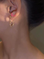 Bông Tai Tòn Teng Khoen Vòng Phối Pha Lê Nâu