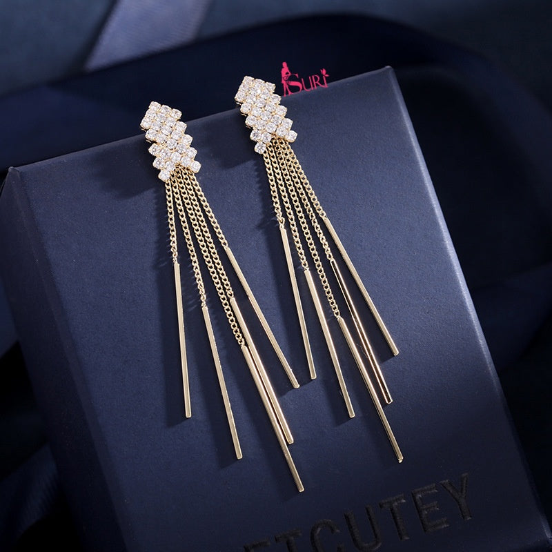 Bông tai tua rua đính đá cao cấp