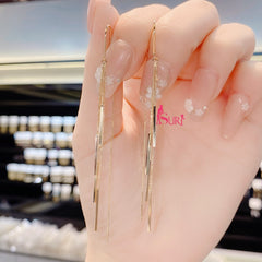 Bông Tai Tòn Teng Tua Rua Vàng Thiết Kế Dáng Dài Độc Đáo