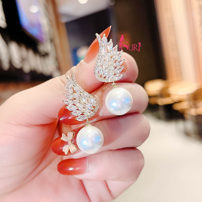 Bông Tai Ngọc Trai Cánh Thiên Thần