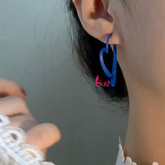 Bông Tai Tòn Teng Kiểu Dáng Trái Tim Màu Xanh Nổi Bật