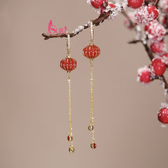 Bông Tai Khoen Tòn Teng Hình Dáng Đèn Lồng Đỏ Xinh Xắn