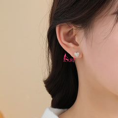 Bông Tai Tòn Teng Trái Tim Vàng Phối Đá Trắng Tua Rua 3 Hạt Cao Cấp