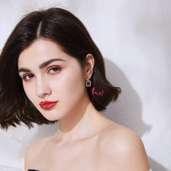 Bông Tai Đá Vuông Xanh Viền Đá Trắng