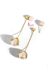 Bông Tai Tòn Teng Ngọc Trai Hoa Đá Dạng Móc