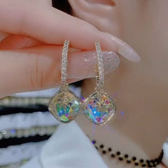 Bông Tai Tòn Teng Hình Thoi Đá Màu Phối Sao Băng Xinh Xắn