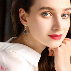 Bông Tai Tòn Teng Rẻ Quạt Nạm Đá Đen