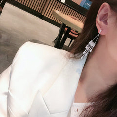 Bông Tai Tòn Teng Đá Chữ Nhật Tua Rua Dáng Rơi