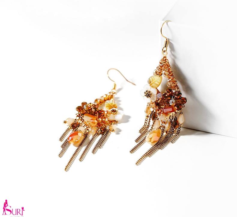 Bông Tai Tòn Teng Tua Rua Đá Màu