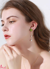 Bông Tai Tòn Teng Hoa Cúc 2 Ngọc Trai