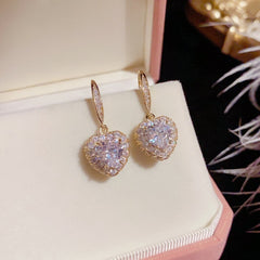 Bông Tai Tòn Teng Trái Tim Đá Dáng Móc