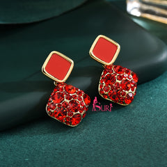 Bông tai tòn teng vuông đá xám