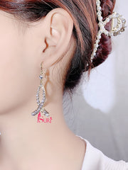 Bông Tai Tòn Teng Phối Đá Trắng Dáng Chữ X Dạng Móc