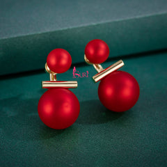 Bông Tai Ngọc Trai Đỏ Nhám Cực Sang Chảnh