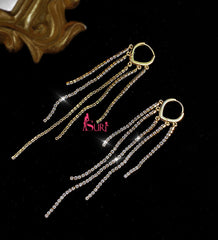 Bông Tai Tòn Teng Khoen Tua Rua Dáng Dài Đính Đá 5 Sợi