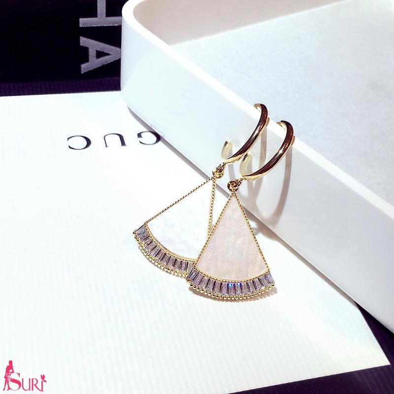 Bông Tai Khoen Tam Giác Xà Cừ Viền Đá