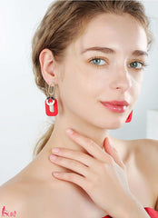 Bông Tai Tòn Teng Hình Chữ Nhật Màu