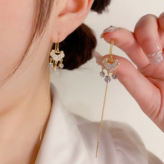 Bông Tai Tòn Teng Hoạ Tiết Như Ý Dáng Dài