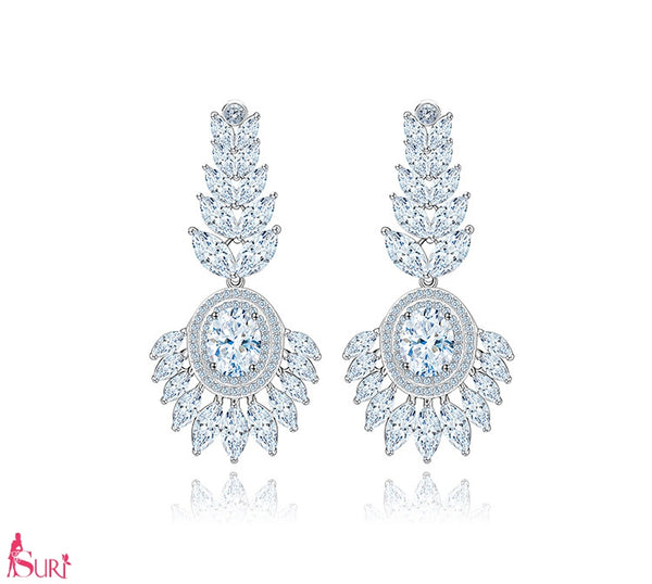 Bông Tai Tòn Teng Đính Đá Trắng Sang Trọng