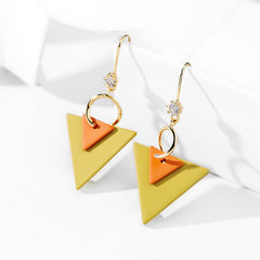 Bông Tai Tòn Teng Tam Giác Vàng Cam Dạng Móc