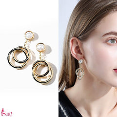 Bông Tai Tòn Teng Ngọc Trai 2 Khoen Vàng