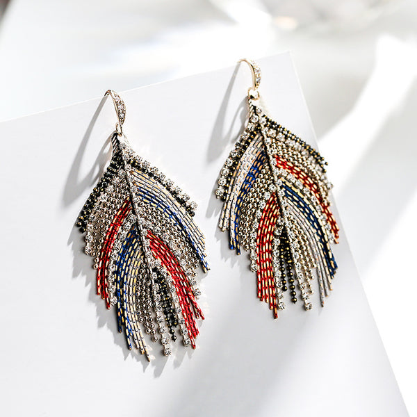 Bông Tai Tòn Teng Hình Chiếc Lá Nhiều Màu