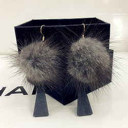 Bông Tai Tòn Teng Lông Cáo Xám